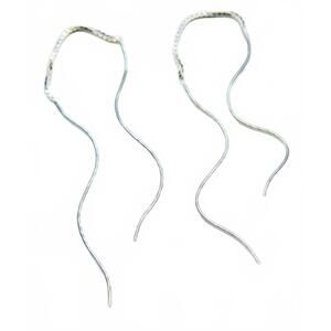 NEW SOSIE women's wavy bar threader earrings in silver